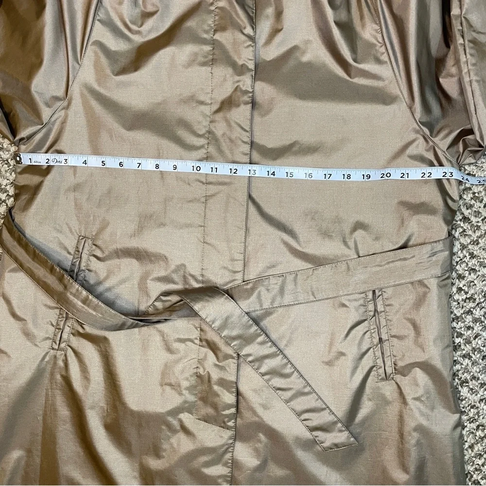 Vintage 80s Windsor Bay Belted Balloon Sleeve Trench Coat - Iridescent Champagne - Picture 6 of 16
